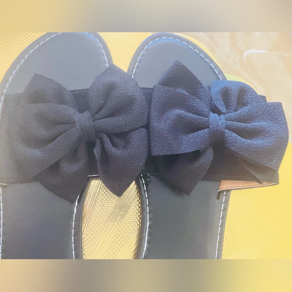 Black Bow Slide Sandals